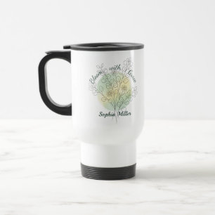 Personalised May Birth Flower Custom Name Floral Travel Mug