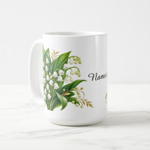 Personalised May Birth Flower Lily of the Valley Coffee Mug