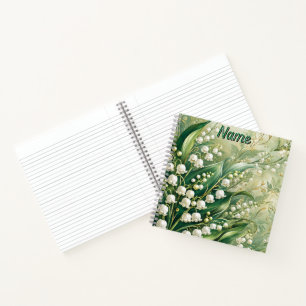Personalised May Birth Flower Lily of the Valley Notebook