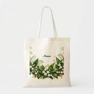 Personalised May Birth Flower Lily of the Valley Tote Bag