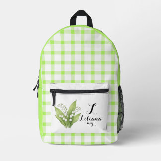 Personalised May Green Plaid Backpack