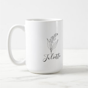 Personalised May Lily of the Valley Birth Flower Coffee Mug