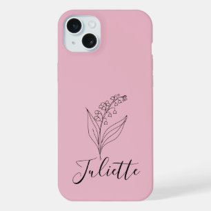 Personalised May Lily of the Valley Birth Flower iPhone 15 Plus Case
