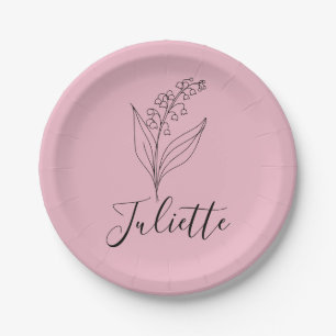 Personalised May Lily of the Valley Birth Flower  Paper Plate