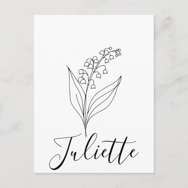 Personalised May Lily of the Valley Birth Flower  Postcard (Front)
