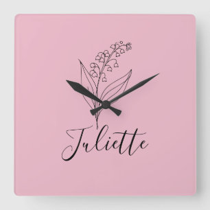 Personalised May Lily of the Valley Birth Flower  Square Wall Clock