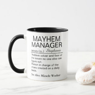 Personalised Mayhem Manager Definition Mug