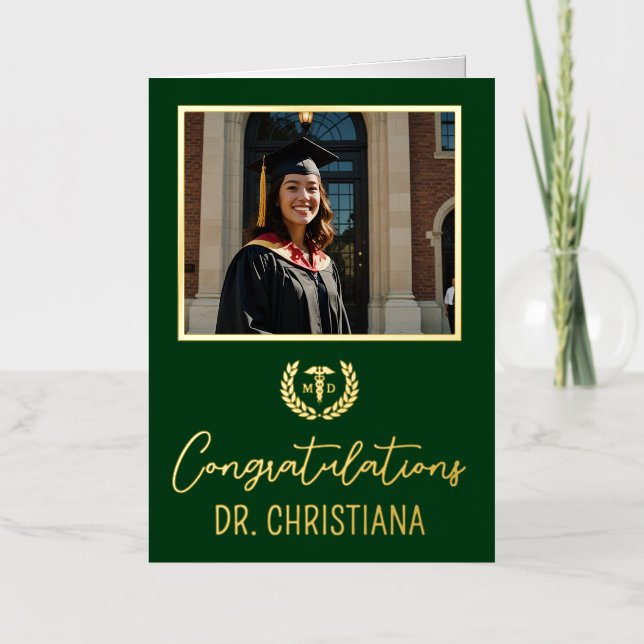 Personalised MD Doctor of Medicine Graduation Foil Greeting Card (Front)