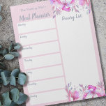 Personalised Meal Planner Grocery List Pink Floral Notepad<br><div class="desc">Pink Floral Notepad which you can personalise with your name or family name. You can also edit the headings which currently read Meal Planner and Grocery List. So, if you prefer Day Plan and To Do List for example, the template is set up so ready for you to go right...</div>