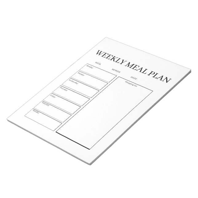 Personalised Meal Planner Shopping List Notepad (Angled)