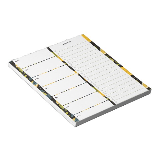 Personalised Meal Planner with Fruit Pattern Notepad (Angled)