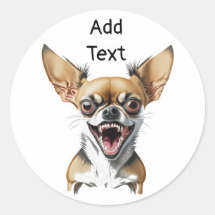 Personalised Mean Chihuahua   Funny Dogs Classic Round Sticker