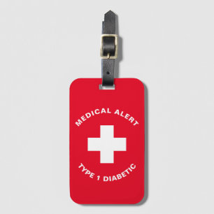 Personalised Medical Alert Diabetic Gift Diabetes Luggage Tag