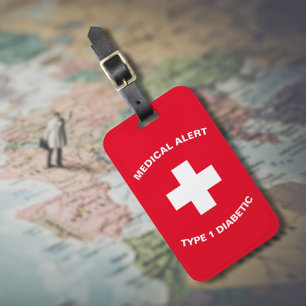 Personalised Medical Alert  Diabetic Luggage Tag