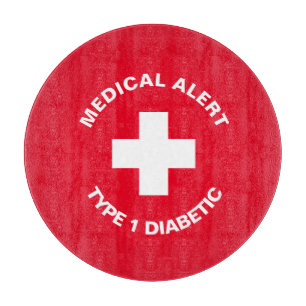 Personalised Medical Alert Diabetic Red Cutting Board
