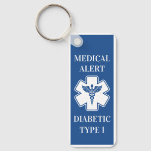 Personalised Medical Alert Diabeties ICE Emergency Key Ring