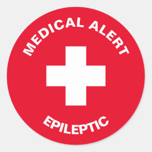 Personalised Medical Alert Epileptic Red Classic R Classic Round Sticker
