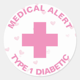 Personalised Medical Alert Insulin Diabetic Cute Classic Round Sticker