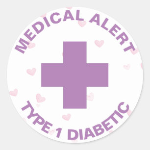Personalised Medical Alert Insulin Diabetic Cute Classic Round Sticker