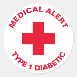 Personalised Medical Alert Insulin Diabetic Red Classic Round Sticker