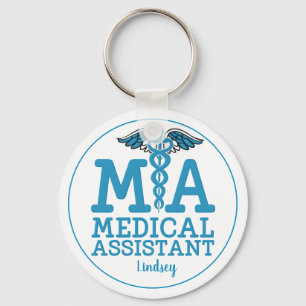 Personalised Medical Assistant Blue Keychain