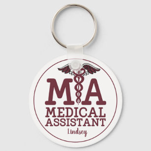 Personalised Medical Assistant Burgundy Keychain