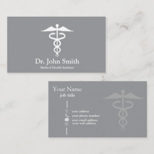 Personalised Medical Caduceus Black Business Card