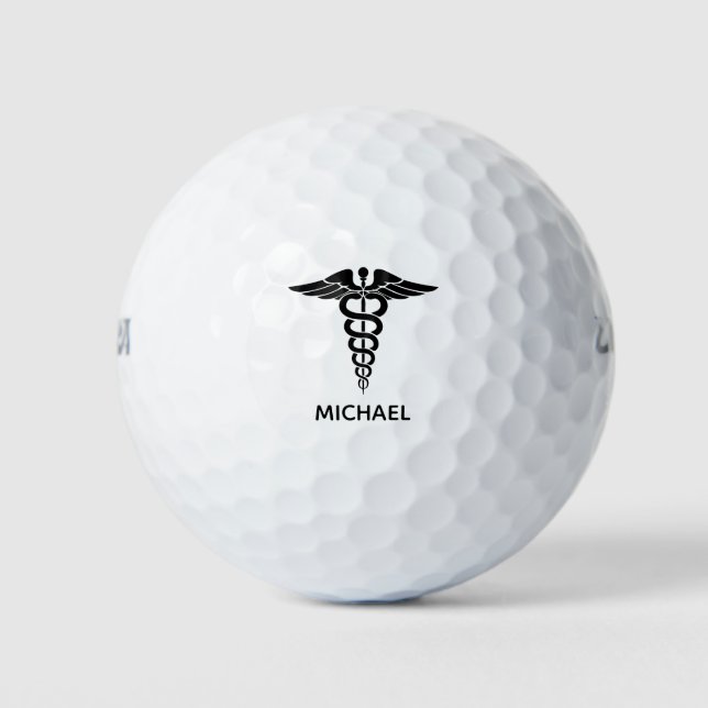 Personalised Medical Caduceus Golf Balls (Front)