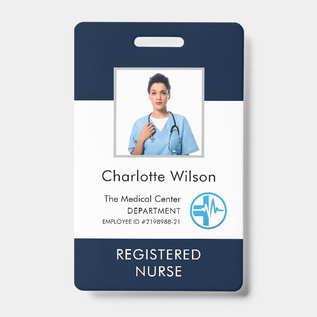 Personalised Medical Centre Logo Employee Photo ID Badge (Front)
