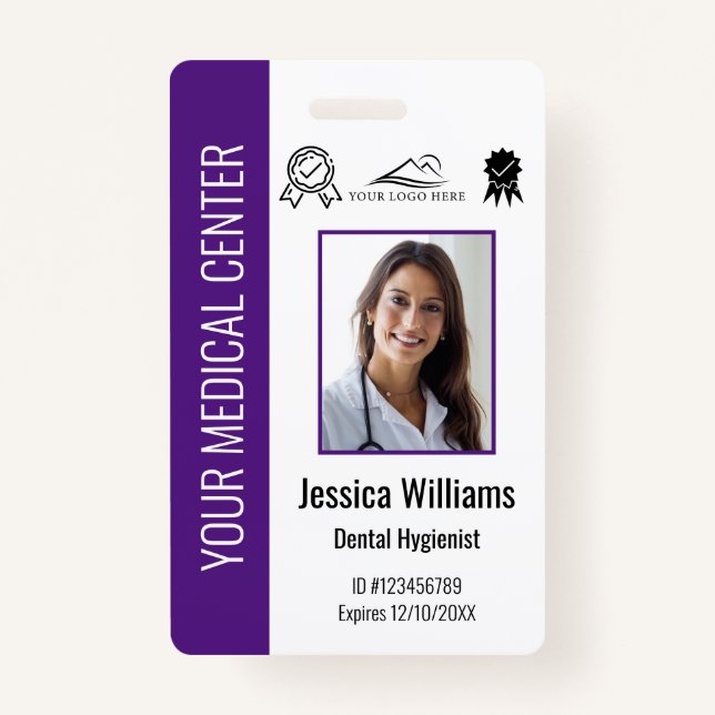 Personalised Medical Certified Employee Purple ID ID Badge (Front)