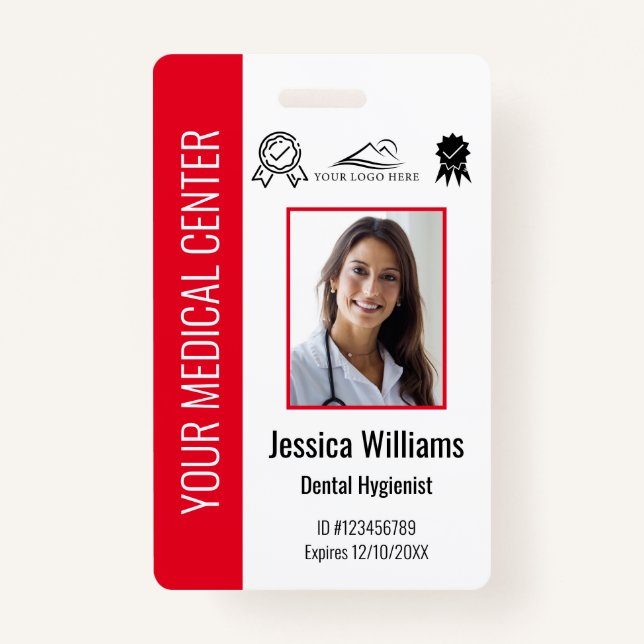 Personalised Medical Certified Employee Red ID ID Badge (Front)