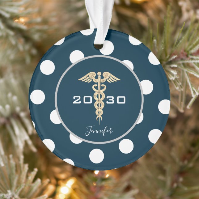 Personalised Medical Doctor Navy Blue Christmas Ornament (Tree)