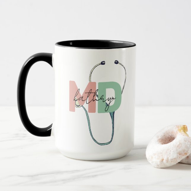 Personalised Medical Doctor Retro MD Name Gift Mug (With Donut)