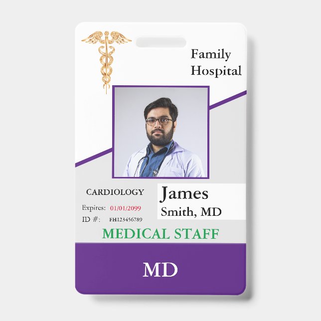 Personalised Medical Employee ID Badge + Barcode (Front)