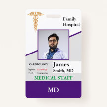 Personalised Medical Employee ID Badge + Barcode