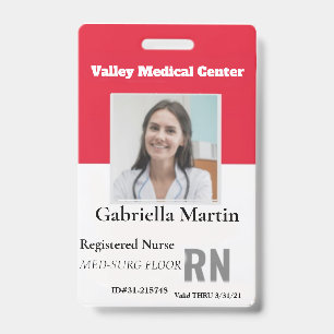 Personalised Medical Employee Photo ID Badge