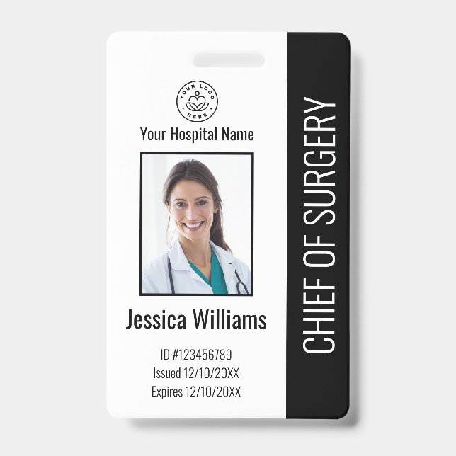 Personalised Medical Employee Photo ID Black Badge (Front)