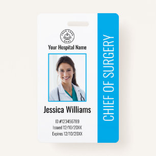 Personalised Medical Employee Photo ID Blue ID Badge