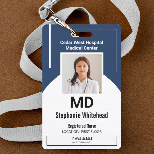 Personalised Medical Employee Photo ID Navy Badge