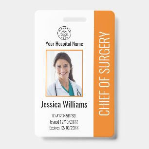 Personalised Medical Employee Photo ID Orange Badge