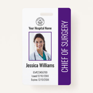 Personalised Medical Employee Photo ID Purple ID Badge