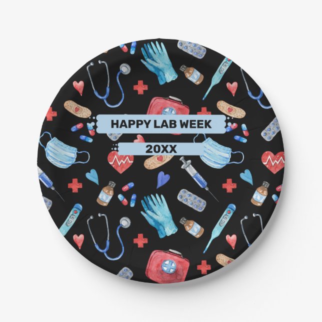 Personalised Medical Laboratory Lab Week Party Paper Plate (Front)