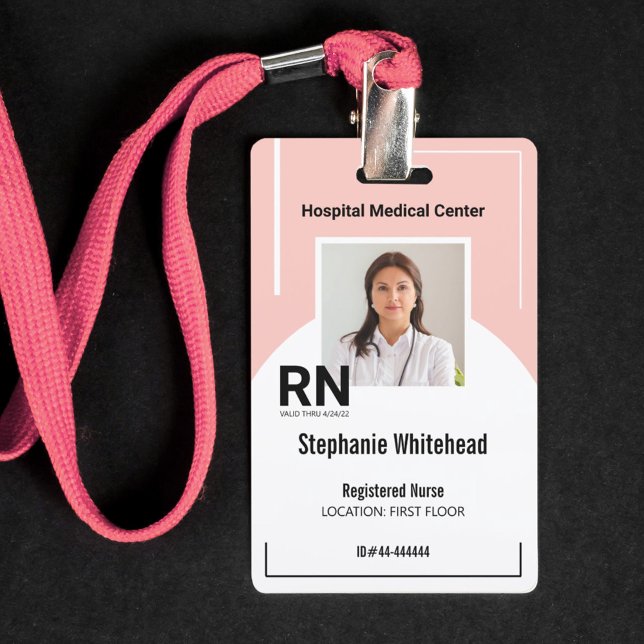 Personalised Medical Personnel Photo ID Pink Badge (Your photo ID employee badge is not just an identification tool, but a powerful communication medium)