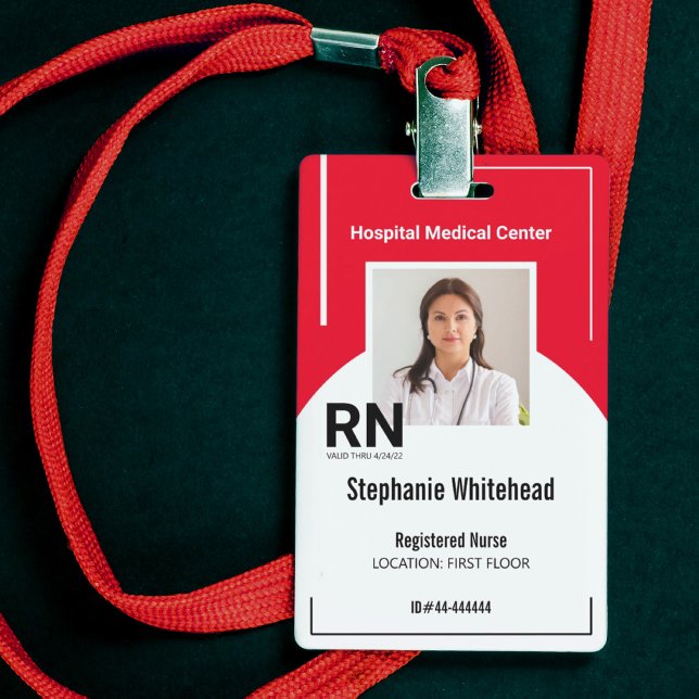 Personalised Medical Personnel Photo ID Red ID Badge (Your photo ID employee badge is not just an identification tool, but a powerful communication medium)