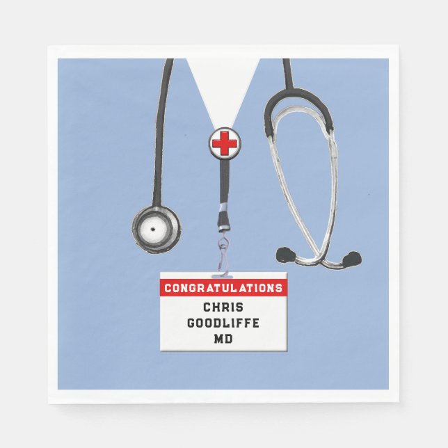 Personalised Medical School Graduation Party Napkin (Front)