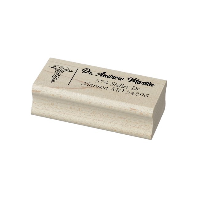 Personalised Medical Symbol Address  Rubber Stamp (Stamp)