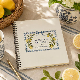 Personalised Mediterranean Lemon Kitchen Recipe Notebook