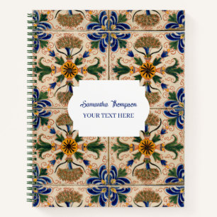 Personalised Mediterranean Vintage Floral Pattern  Notebook