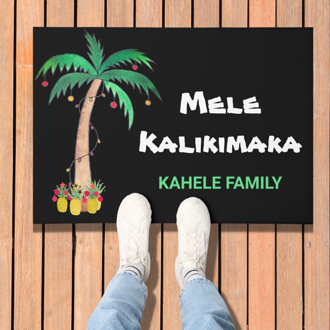 Personalised Mele Kalikimaka Christmas Palm Tree Doormat (Creator Uploaded)