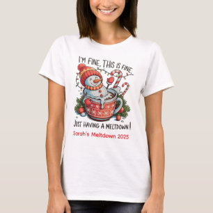 Personalised Melting Snowman Christmas Meltdown T-Shirt